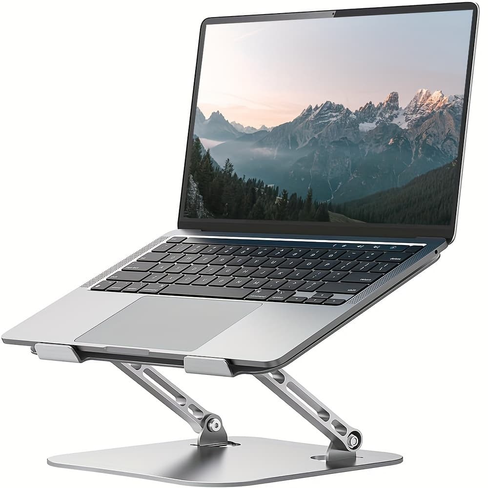 TEMU Adjustable Laptop Holder Made Of Durable Aluminum Alloy, Foldable And Portable, Suitable For Laptops And Tablets Ranging From For 11 To 16 Inches, In Silvery And Black