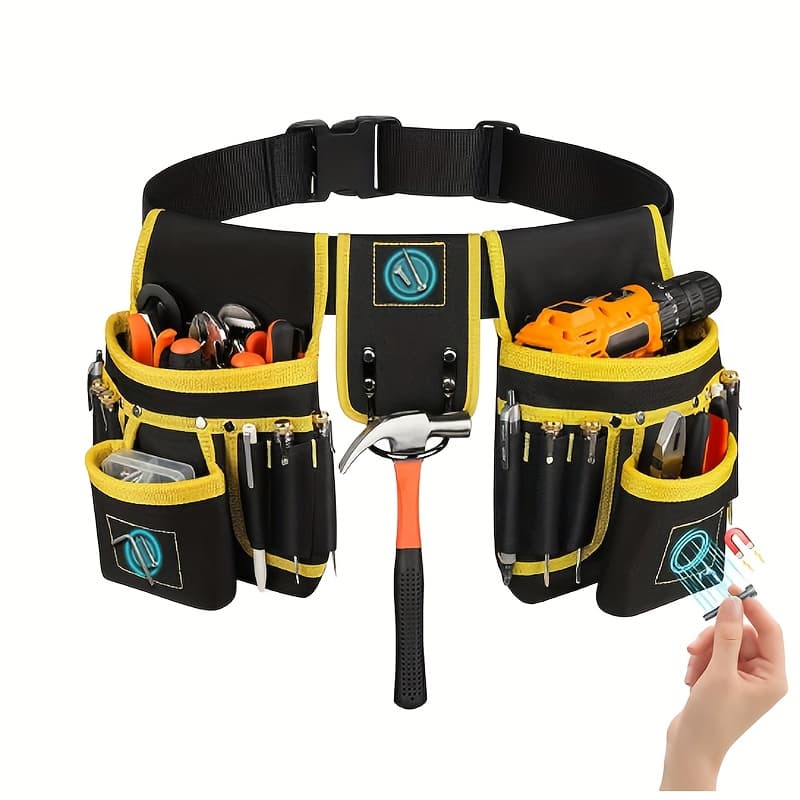 TEMU Utility Belt Featuring Magnetic Fasteners, Compartments, Adjustable Design, And A Versatile Repair Tool Bag