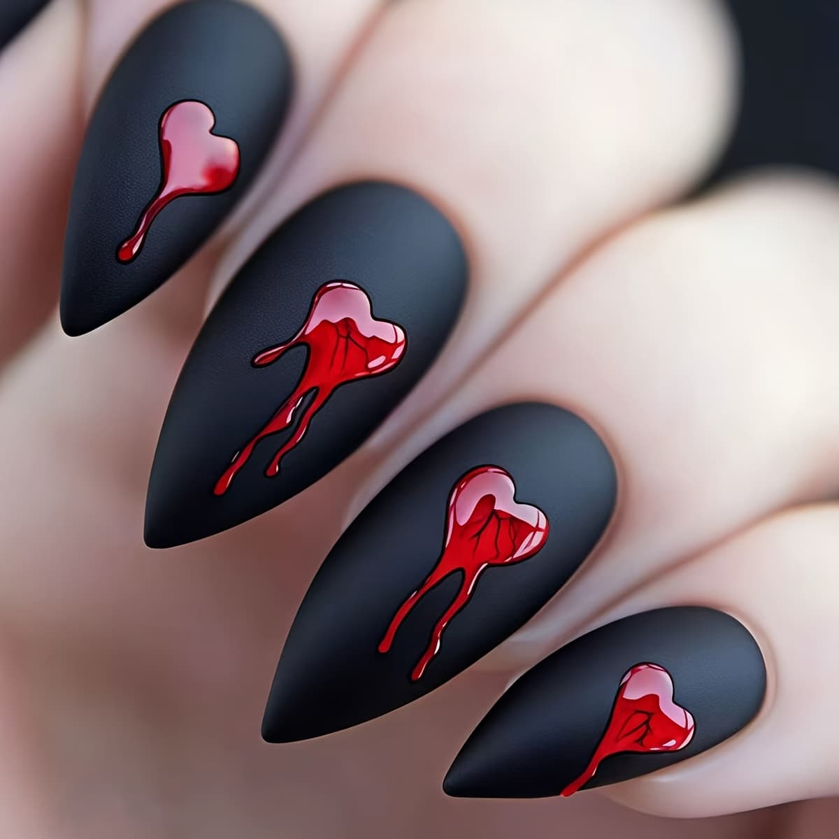 TEMU Medium Length 's Day Matte Fake Nails Red Heart 24pcs Nail Stickers Red Heart Nail Stickers Removable Reusable Nail Fake Nails Stickers
