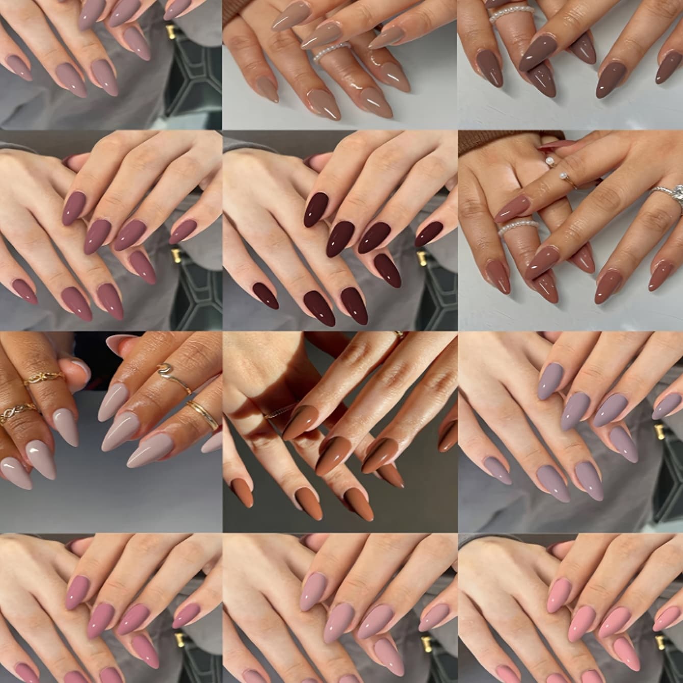 TEMU 288pcs (12 Mixed Designs) Almond Nails-shaped Glossy Acrylic Press-on Nail Stickers, , , Suitable For Summer Manicure, Pink Nail Art, Suitable For Women And For Daily, Party And Other Occasions