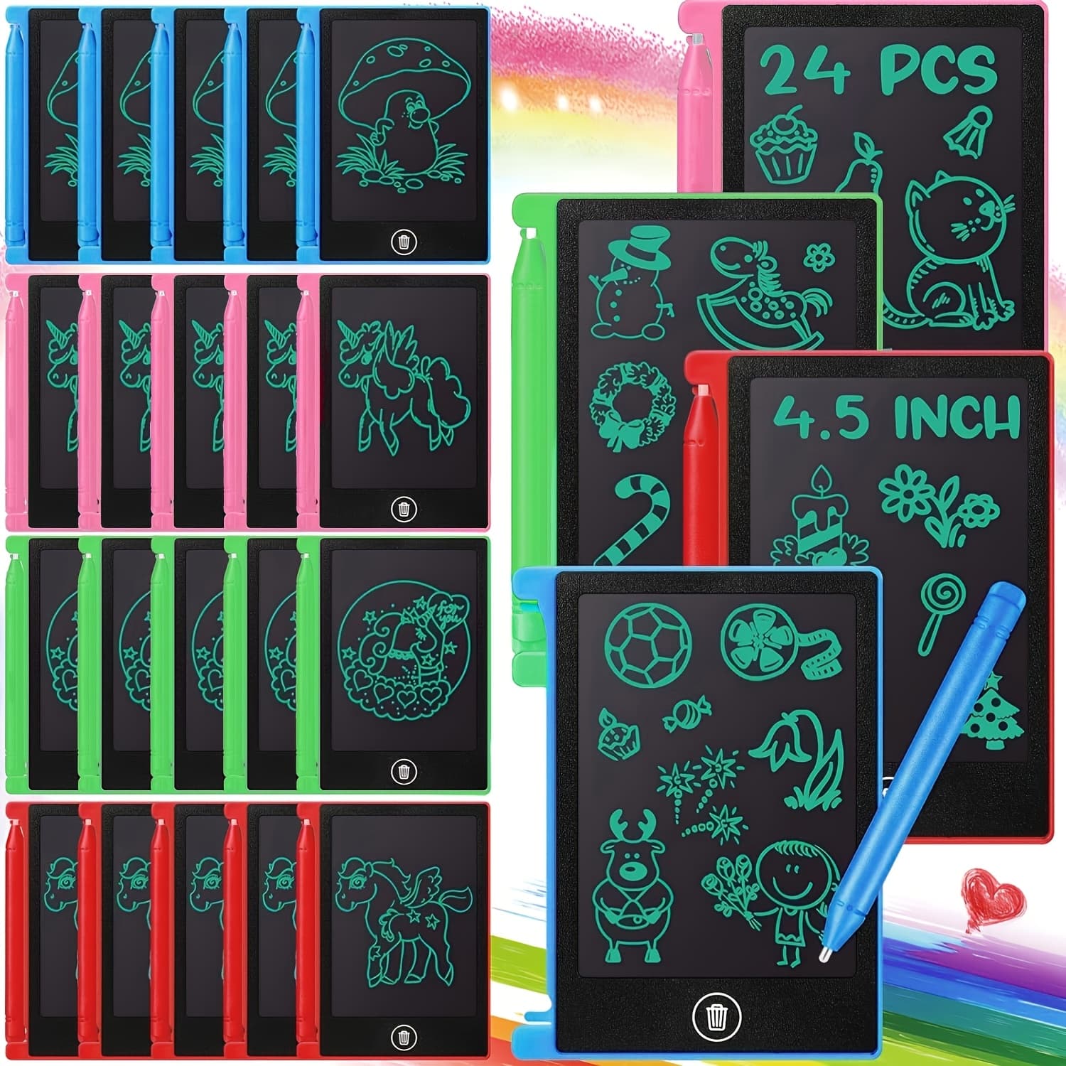 TEMU 24pcs 4.5" Erasable Lcd Writing & Drawing Boards For - Creative Doodle Pads With Stylus, Unleashes , Perfect For Birthday, Halloween, Christmas Gifts, Educational Fun For , Drawing Pad