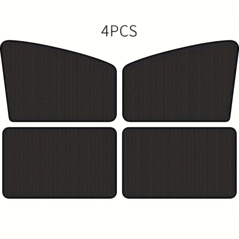 TEMU Cubidupi 4pcs Set Of Car Window Sunshades Featuring Magnetic Attachments, Made From Thermal Insulated Polyester Fabric, Designed As Partially Lined Sun Blocking Panels For Vehicle Protection