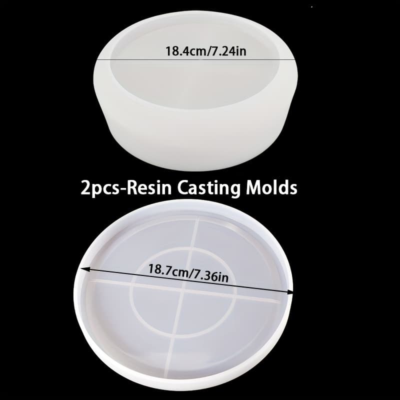 TEMU [2pcs Silicone Casting Mould Set] Large Round Bowl Silicone Mould And Round Concrete Planter Tray Mould, Epoxy Bowl Mould, Marble Candle Holder Mould For Diy Cement Crafts