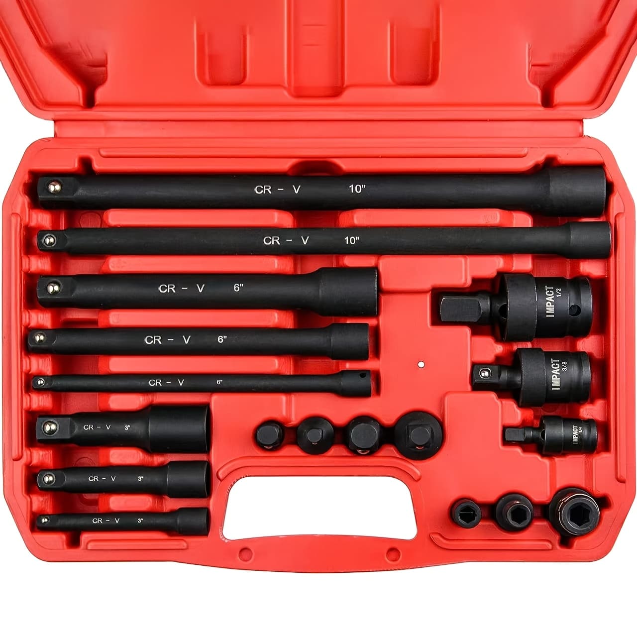 TEMU 18pcs Drive Tool Accessories Kit: Includes Socket Adapters, Extension Bars, Universal Joints, And Impact Couplers, Professional Socket