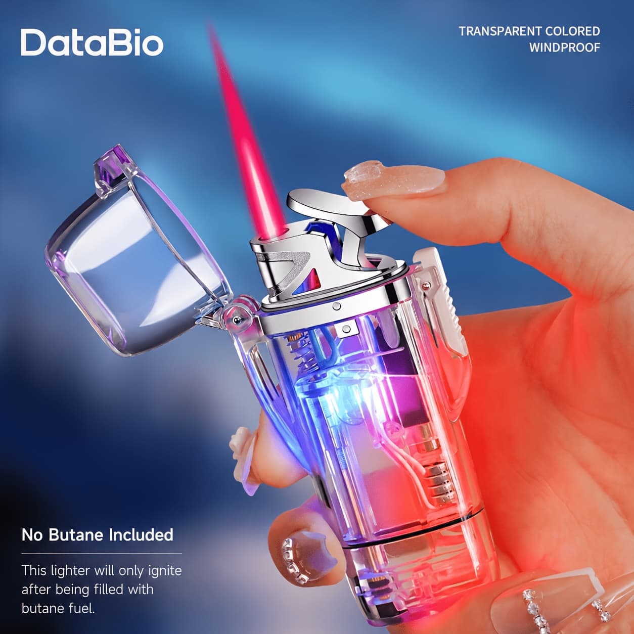 TEMU (no Butane)windproof Flame Adjustable Lighter, Cool, Flame Lighters, Butane Refillable Torch, Bbq Candles Camping