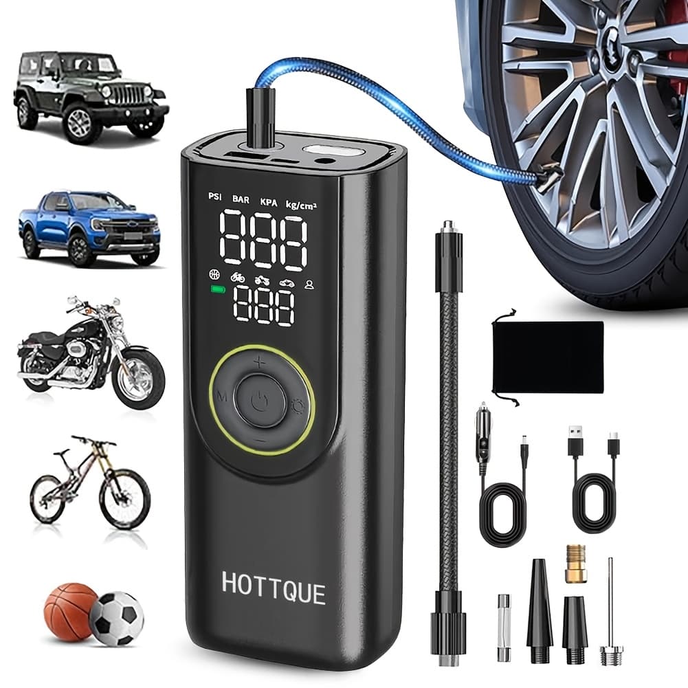 TEMU Multifunctional Tire Inflator Portable Air Compressor Tire Inflato 150 Psi With Digital Pressure Gauge 12v Smart Air Pump For Car Tires, Motorcycle, Suv, Bicycle,