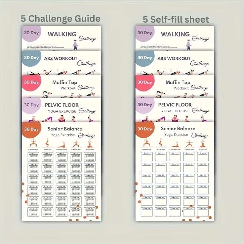 TEMU 10-pack Home Workout Poster Set | 30-day Fitness Challenge Charts For Women | Abs, Pelvic Floor, Yoga & Core Exercise Guide | No Equipment Home Gym Decor