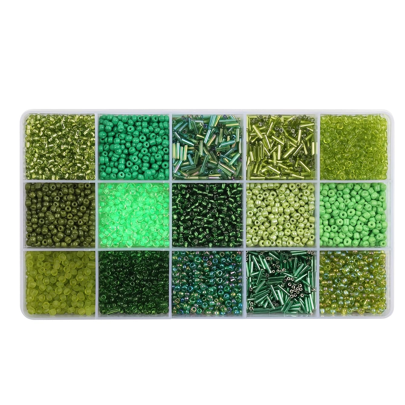 TEMU Box Of 15 Grid Mixed Round Bead Tube Beads Glass Rice Beads Diy Handmade Accessories Materials Beginner Set