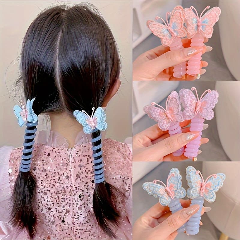 TEMU 6pcs Telephone Wire Hair Tie Headband Hair Accessories Hair Tie Elastic Rubber Bands Hair Accessories For Girls