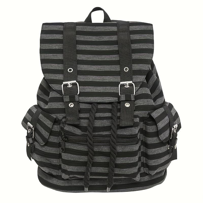 TEMU Striped Backpack, Niche Design, Large Capacity Student Backpack, Stylish Backpack