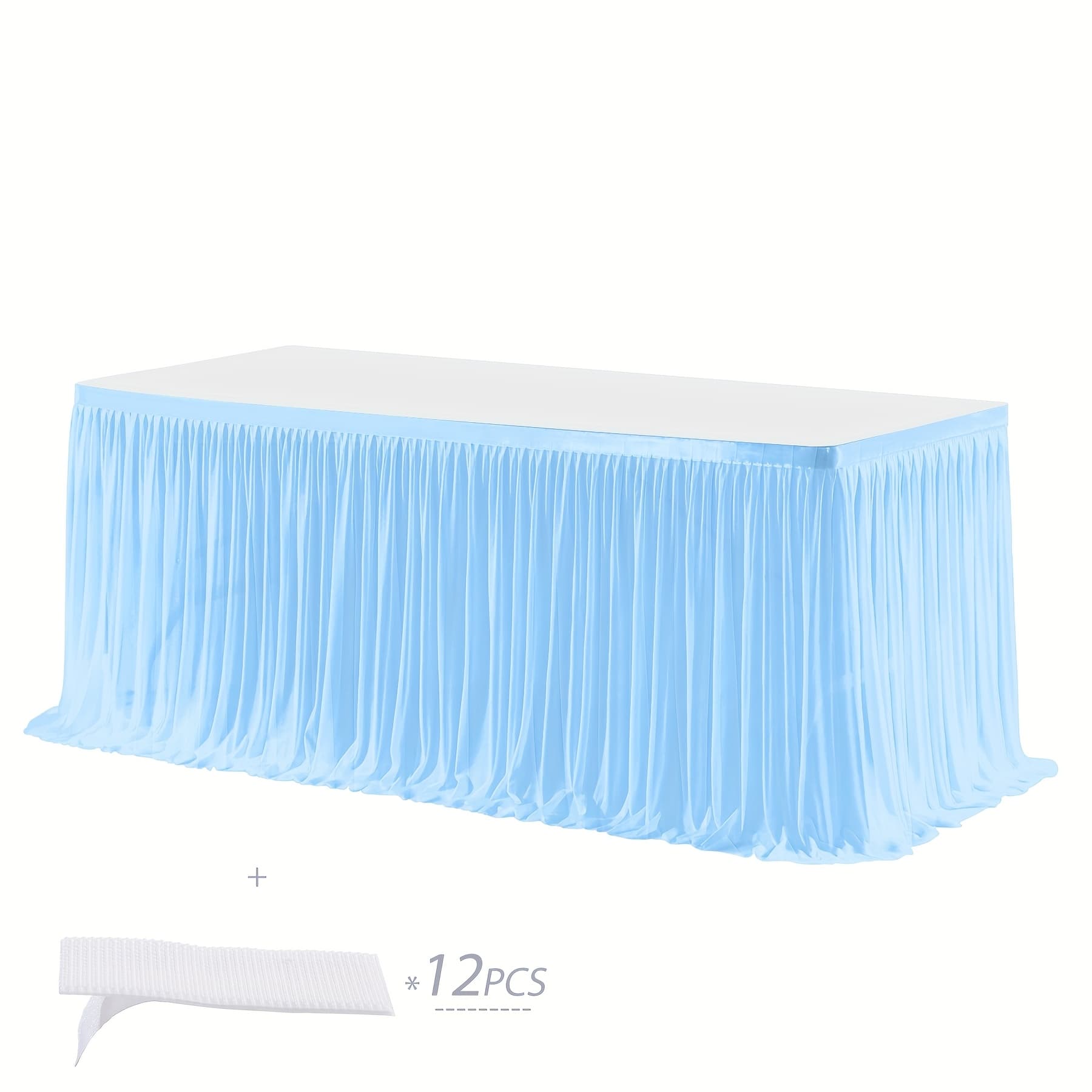 TEMU 1pc 9 Ft Beautiful Polyester Starburst Gauze Tablecloth Table Skirt - Wrinkle Resistant, Semi-sheer, For Tabletop - Perfect For Parties, Birthdays, Gender Reveals, Weddings And More