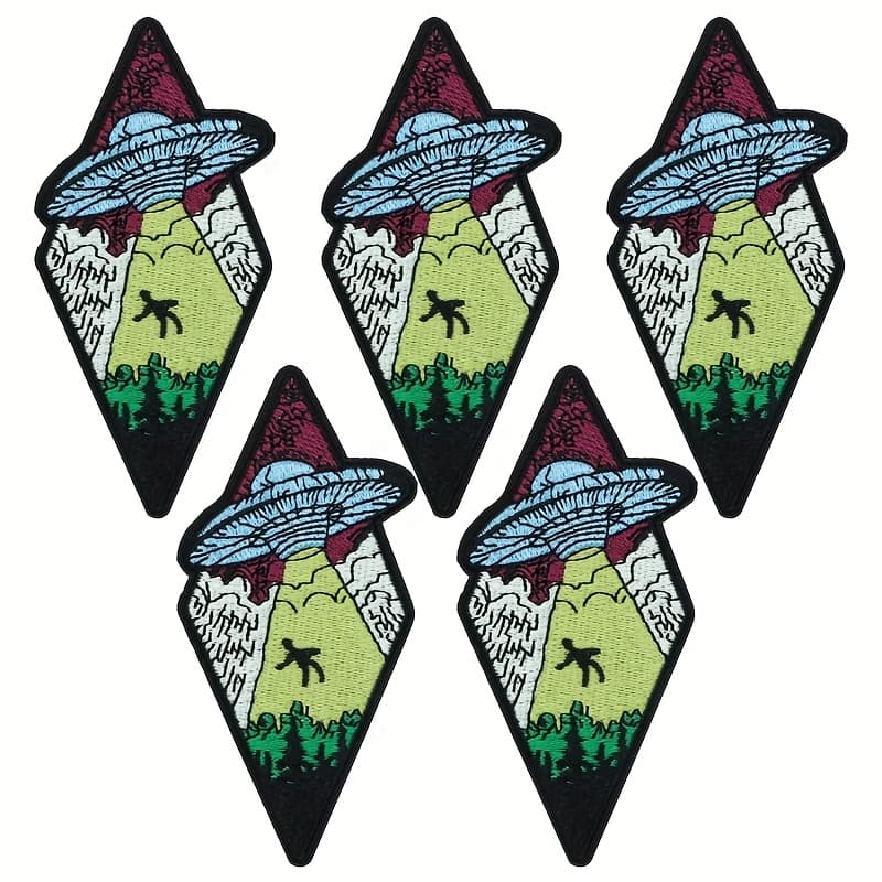 TEMU 5pcs Ufo Patch For Men, Embroidered Applique, Iron On Sew On Patch, Ufo Patch, Space Patch, Trippy Patch