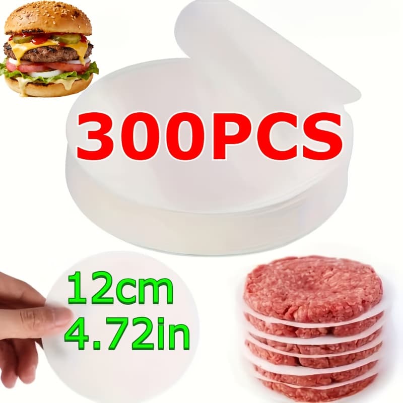 TEMU 300pcs Of Hamburger Paper - 4.72 Inches, High-quality Meat Patty Separator Paper With A Surface For Easy Separation, Storage, And Freezing Of Hamburgers And Ingredients