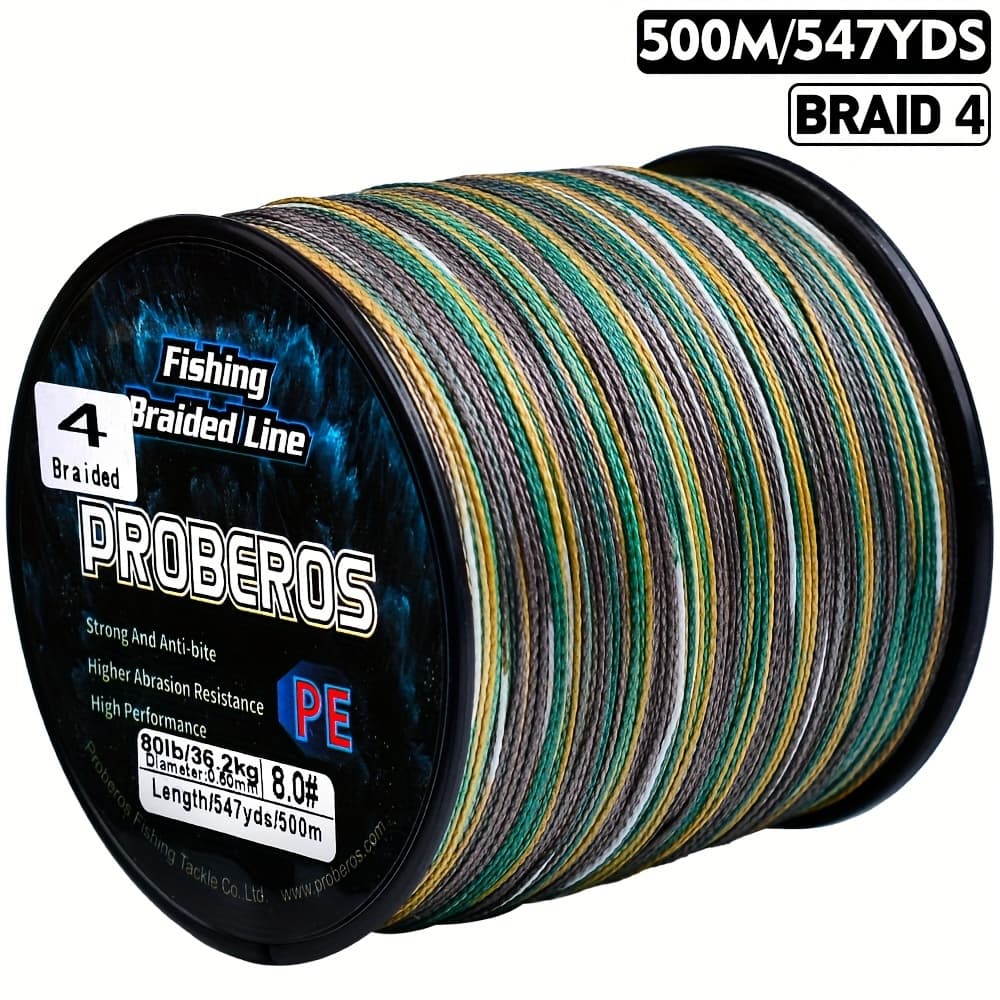 TEMU 500m/547yds Braided Fishing Line, Abrasion Resistant 0 Stretch Braided Lines 4 Strands Super Strong 6lb -80lb Test, Multi-colored, Durable, High-quality Fishing Line