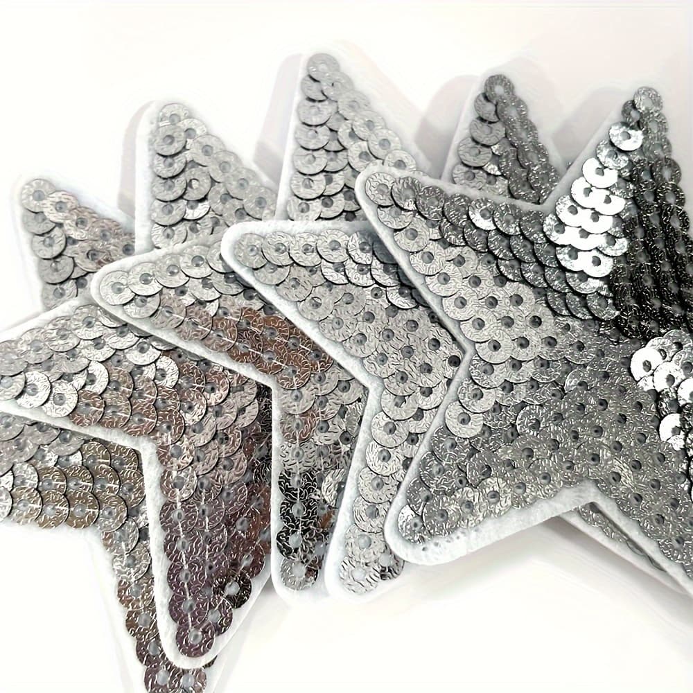 TEMU 30pcs Silvery Star Iron-on Embroidered Cloth Patches, Backpack Decorative Patches, Embroidered Appliques For Clothing, Jackets, Jeans, Hats