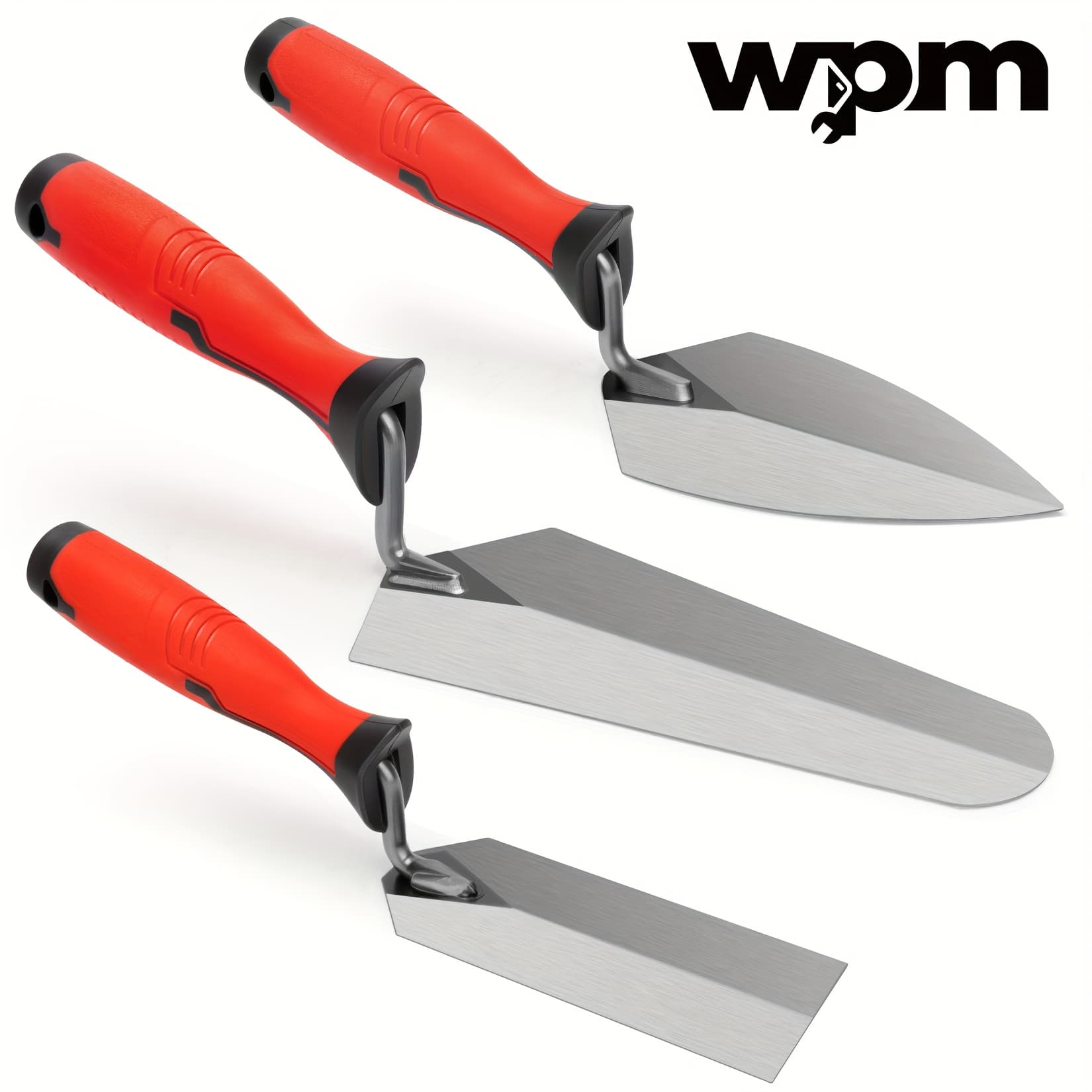 TEMU Wpm 3pcs Masonry Tools Set, 6' Margin Trowel, 5.5' And 7' Gauging Trowel With Handle, Bricklaying Hand Tool For Concrete, Cement, Plaster, Tile Construction Projects