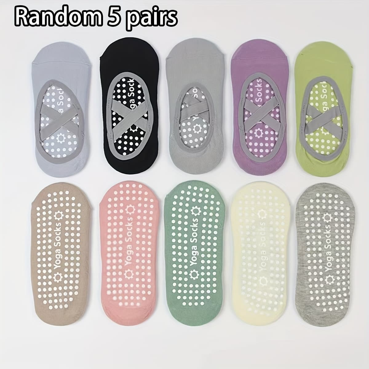 TEMU 5/7 Pairs, Random Delivery. Women's Yoga Socks With Professional Anti-slip Silicone, Ideal For Indoor Fitness, Dancing, Beginners, Pilates And Sports. Floor Socks