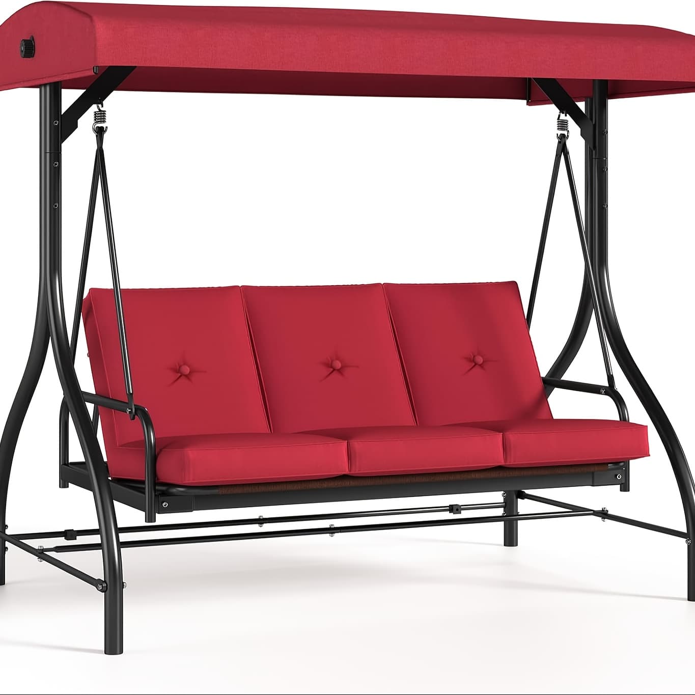 TEMU 3 Person Patio Porch Swing Outdoor Swing Glider Hammock With Adjustable Canopy, Cushions For Outside Backyard, Garden (pillow Not Included)