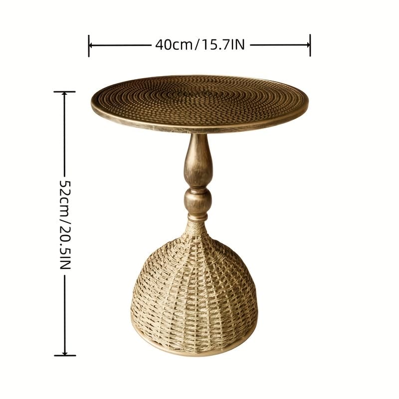 TEMU Handcrafted Wicker Iron Artistic Water Grass Rope Braided Tea Table Side Table Flower Rack Living Room Sofa Side Table Study Room Balcony Inn Outdoor Bar, Garden Patio Bedroom Decoration