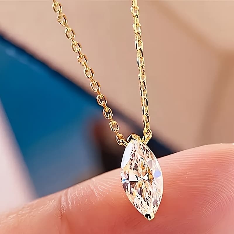 TEMU Simple Elegant Inlay Shaped Synthetic Zirconia Necklace For Women Daily Vacation Party Temperament Exquisite Birthday Gift Accessories