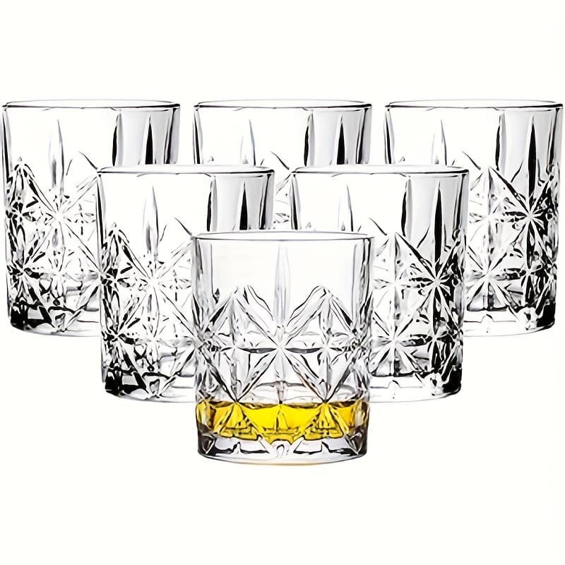 TEMU Fbl&hm Whiskey Glasses Set Of 6 - Old Fashioned Cocktail Glasses - Bourbon Liquor Glass - Bar Tumbler Glasses Set 10 Oz