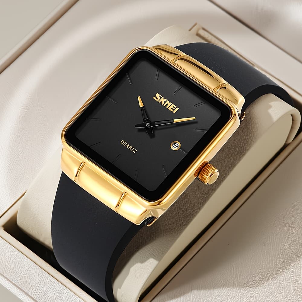 TEMU The Skmei Ladies' Quartz Watch Is Chic, Fashionable, And Sophisticated, Featuring A Sleek And Elegant Square Design With Quartz Movement. Easy, Minimalist, And , Making It Ideal For Daily Use