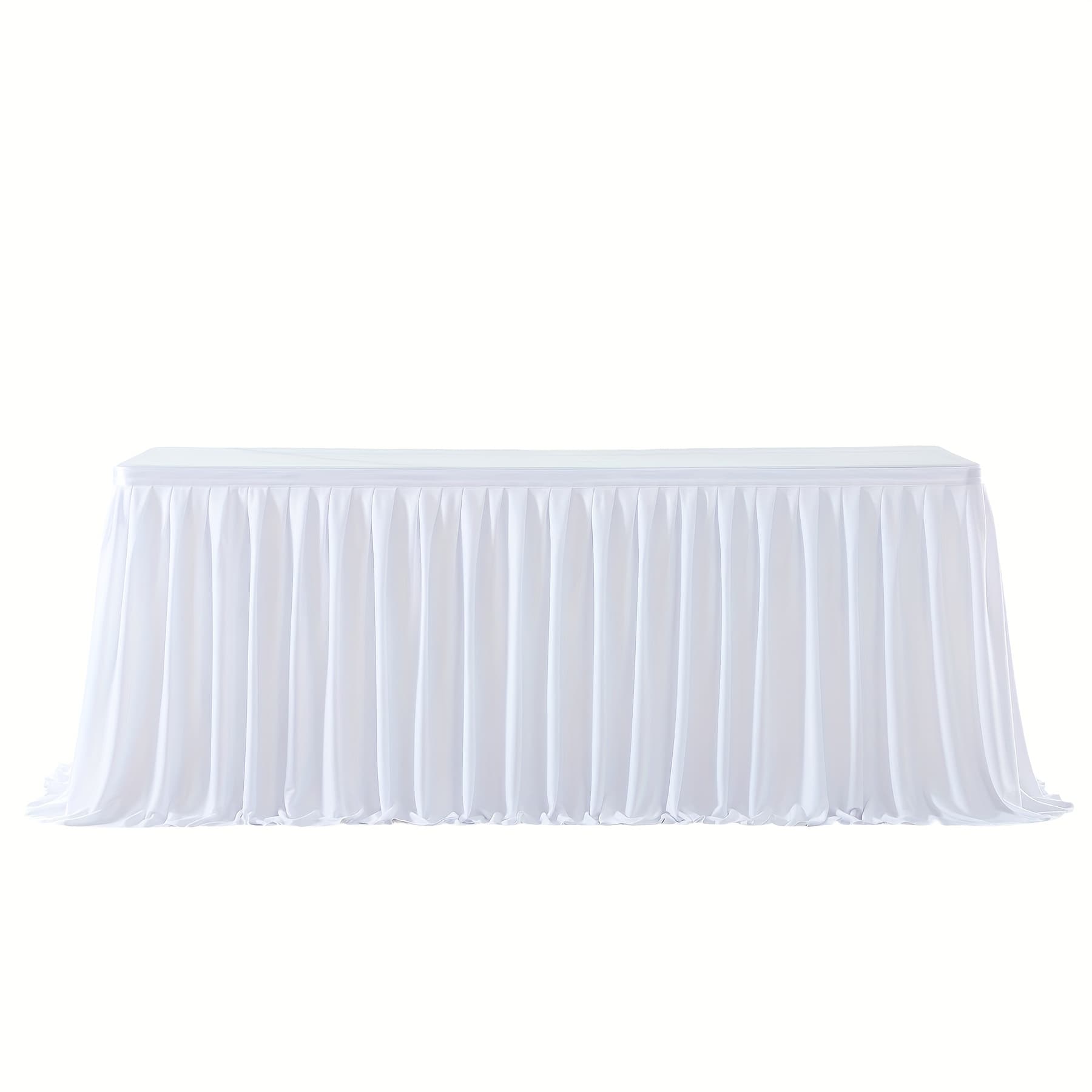 TEMU 6ft Soft Draped Ruffle Polyester Table Skirt - Wrinkle-resistant Tablecloth For Long Rectangle Tables, Elegant Dessert Table Decor For Wedding Receptions, Bridal Showers & Birthday Party Events