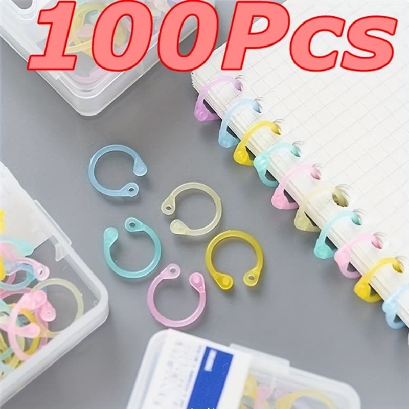 TEMU 100pcs/bag Creative Colored Paper Notebook Loose Leaf Binder Circle Calendar Ring Keychain Key Ring Stationery