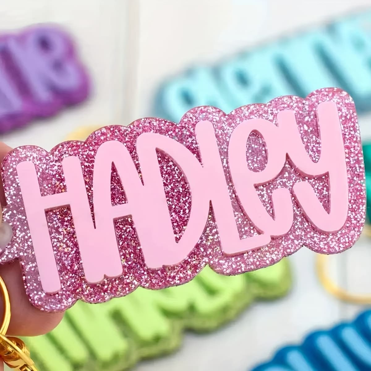 TEMU Personalized Acrylic Name Keychains, Beach Bags, Custom Diy In Autumn/winter Styles With Unique Alphabet Tags And Bag Pendants—ideal-gift For During Halloween Or Christmas