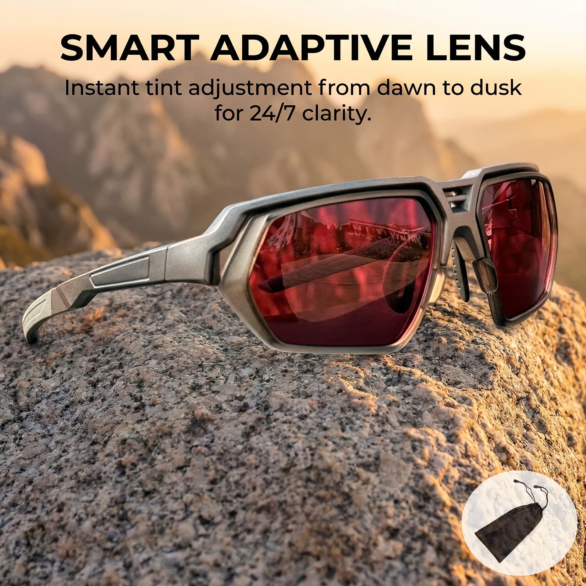 TEMU Men's Photochromic Polarized Sunglasses Smart Adaptive Lens Uv400 Protection For Driving, Cycling And Outdoor Sports