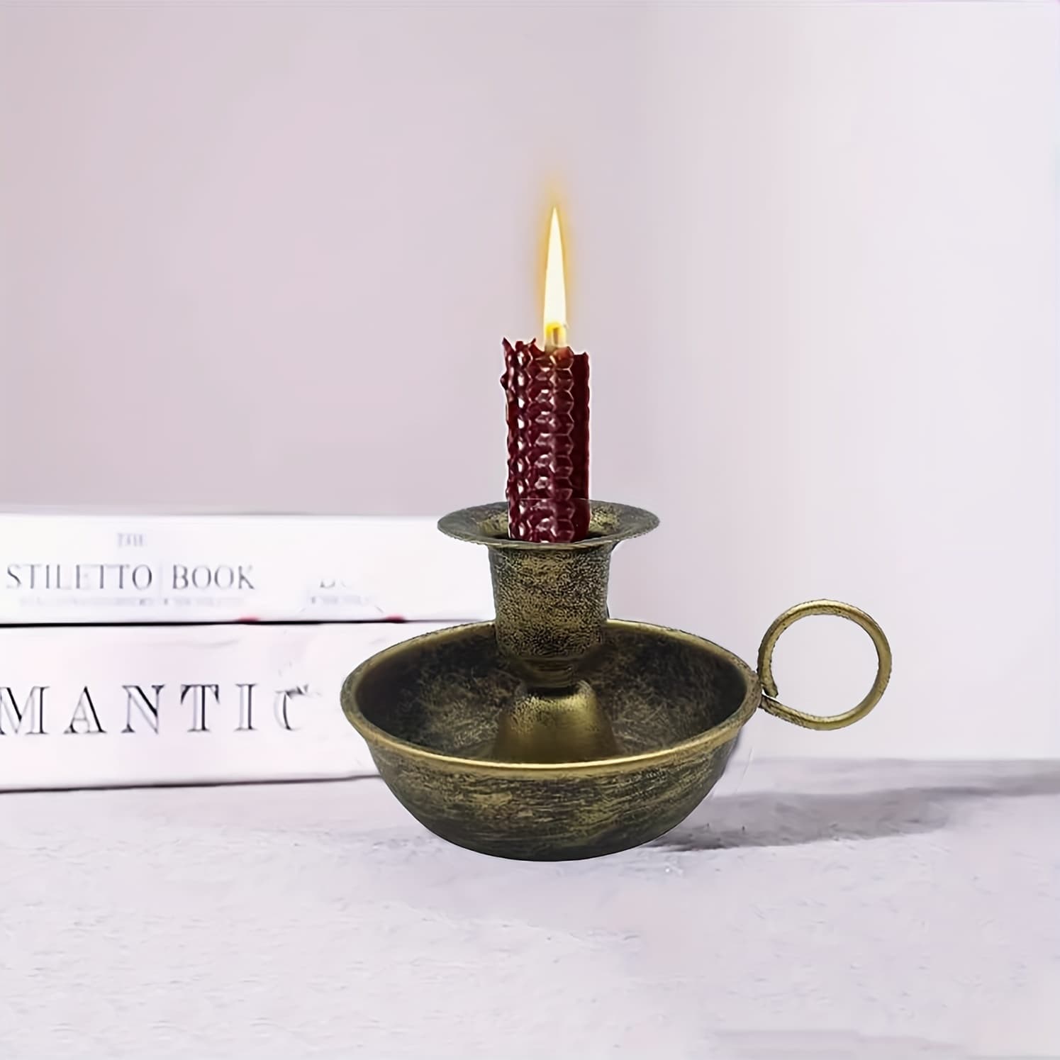 TEMU 1pc Candlestick Small Tray Candlestick Metal Candlestick Fireplace Decoration Party Decoration (golden/)