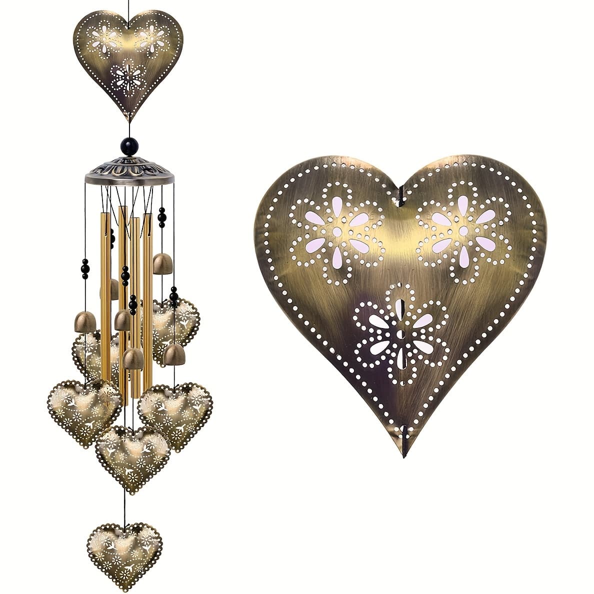 TEMU 1pc Love Heart Wind Chimes For Garden, Home, , Room, Patio, Indoor/outdoor Love Decoration, , Memorial Wind Bell, Chimes Decor, Gifts For Friend, Valentine's Day Gift, Christmas Gifts