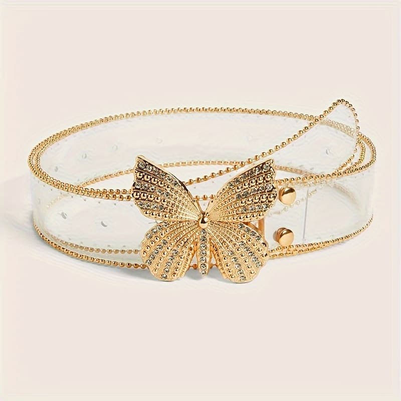 TEMU Transparent Women's Belt Waist Belt Suitable For 70-100cm Waist Size Belt Decoration For Dresses Tops Waistband Jeans Belt Transparent Inlaid Diamonds Exquisite High-end Sense Belt