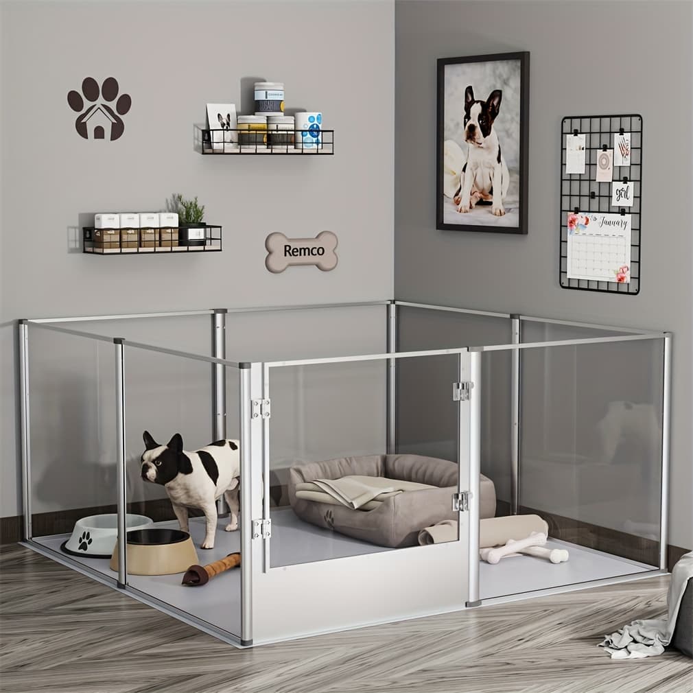 TEMU Extra Large Acrylic Pet Playpen Fence Dog Crate Kennels Indoor With Waterproof Pat