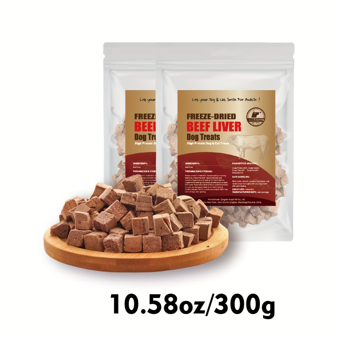 TEMU Beef Liver Dog Treats, Freeze-dried, Ideal For Training, High In Protein, Grain-free And Gluten-free, Made With A Single