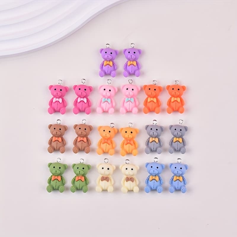 TEMU 20pcs Multicolor Bear Resin Jewelry Pendant Earrings Necklace Jewelry Additions