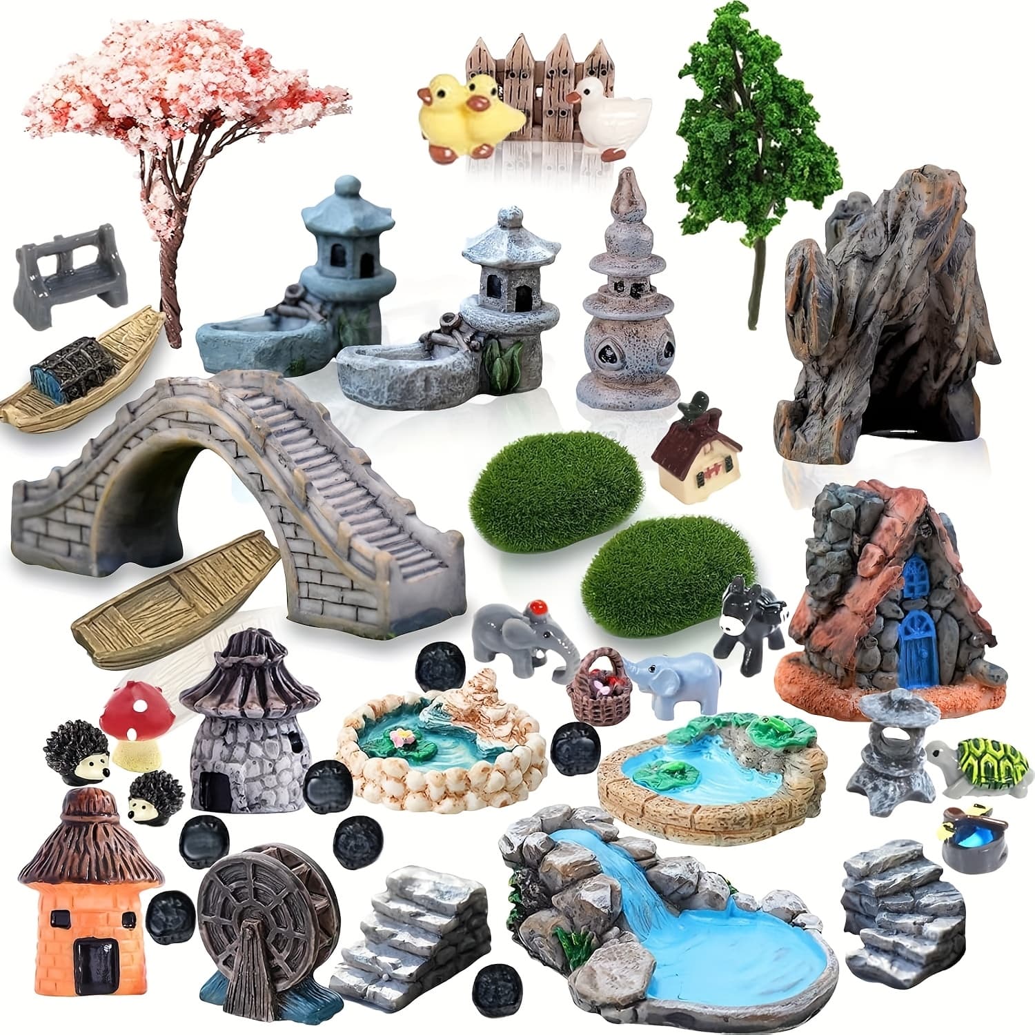 TEMU Fairy Garden Accessories Outdoor, 42 Zen Accessories, Miniature Decorations Supplies For Micro Landscape Plant Pots Bonsai -