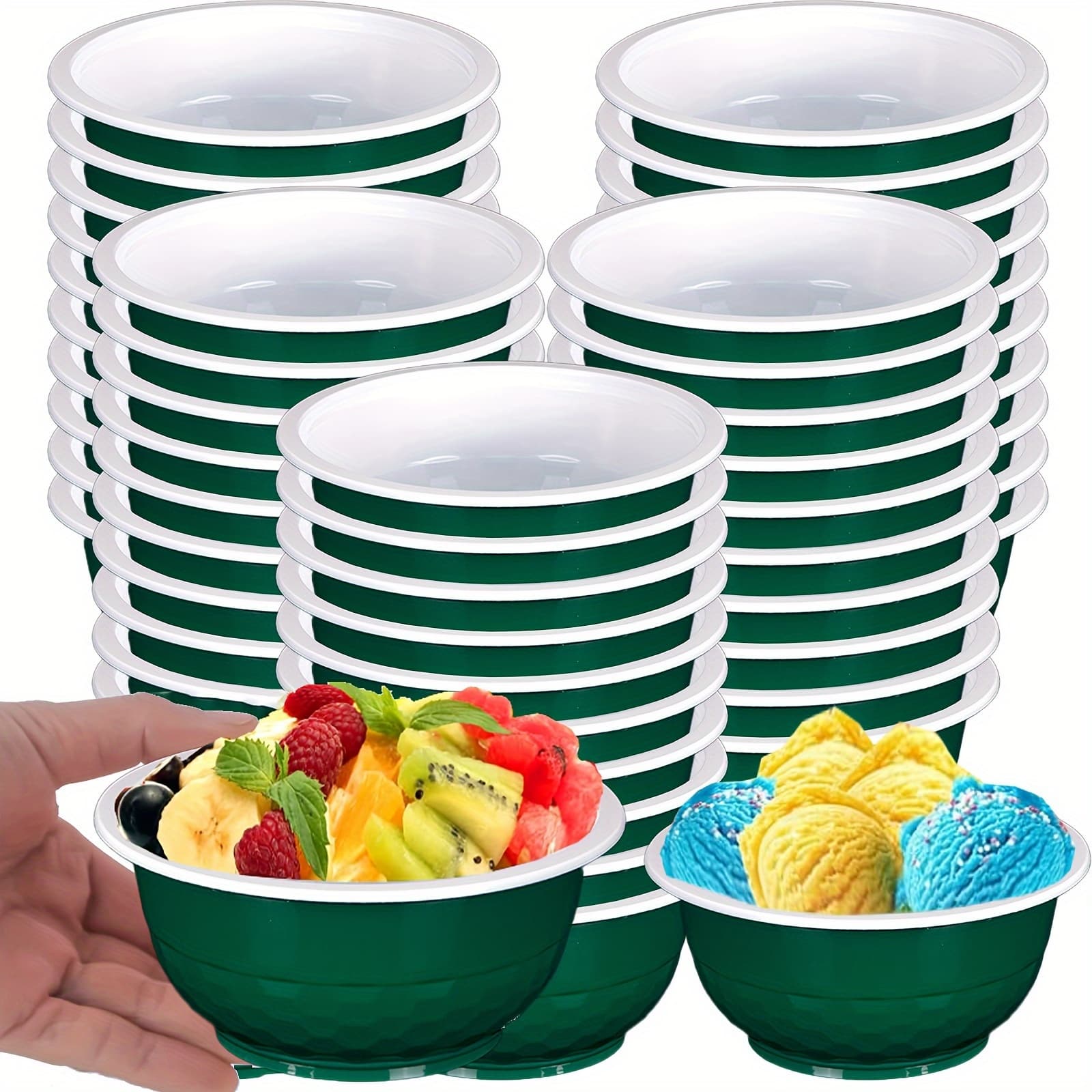 TEMU 120 Packs Plastic Bowls With Football Printing, Red/yellow/blue/green Small Disposable Clear Salad Bowls Cute Parfaits Ice Cream Bowls Snack Food Serving Bowls For Summer Party Wedding Shower