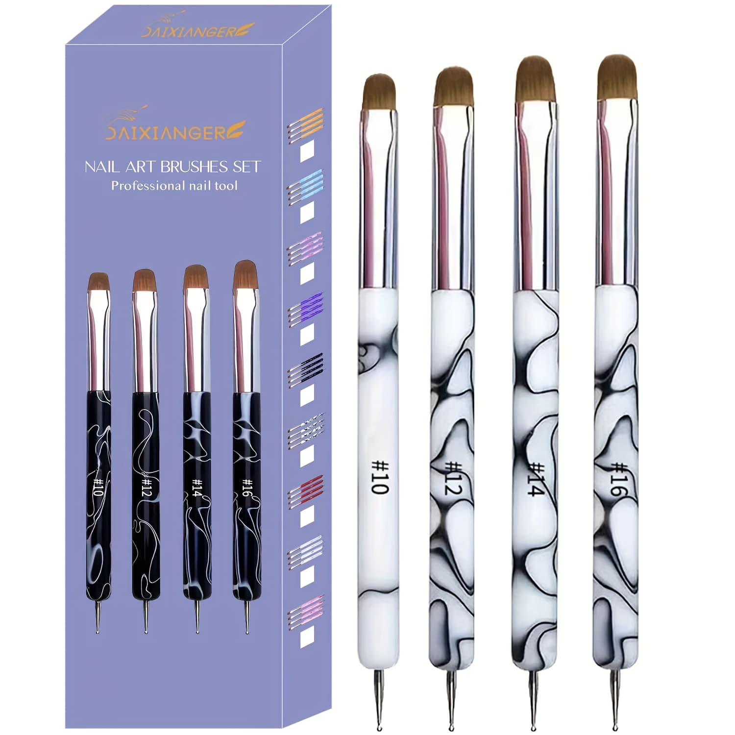 TEMU 4pcs Nail Brush Set For Nail Design, Including Gel Brushes And Pens, Perfect For Home Manicure Use