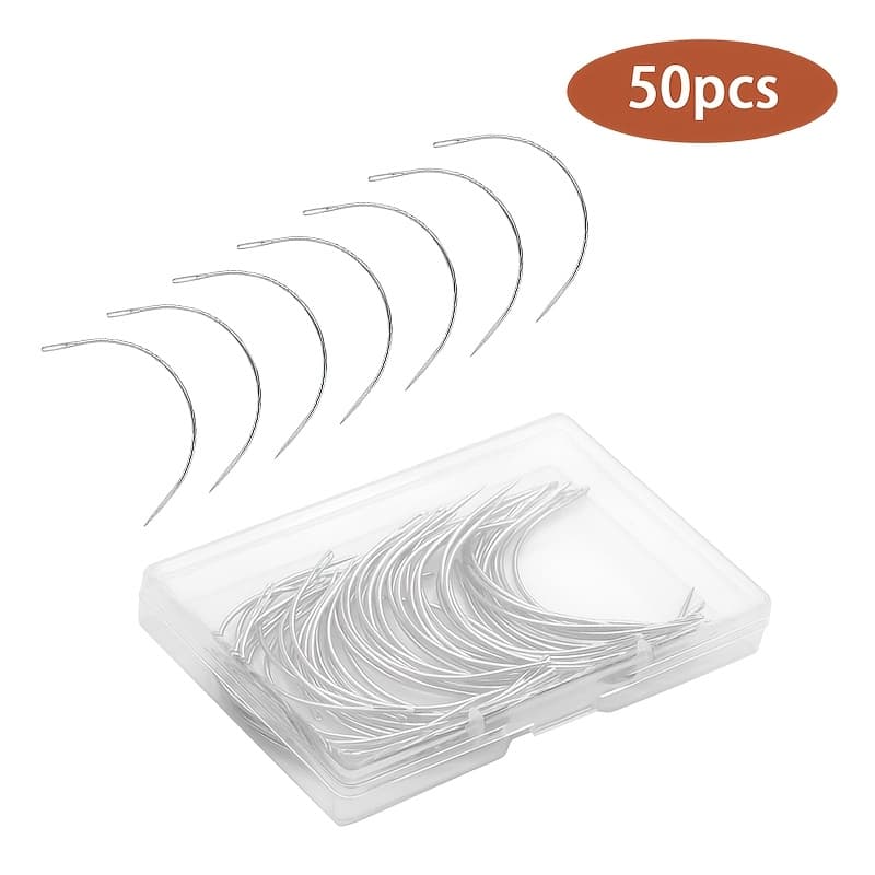 TEMU 50pcs Curved Sewing Needles Weaving Needles For Carpet Leather Canvas Repairing, Blocking Knitting