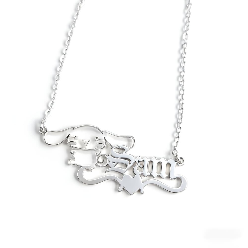 TEMU Custom Cute Dog Name Necklace, Personalized Kawaii Cinnamoroll Necklace, Stainless Tag Pendant Necklace, Gift For Her, Birthday Gift, Lady's Fashion Jewelry