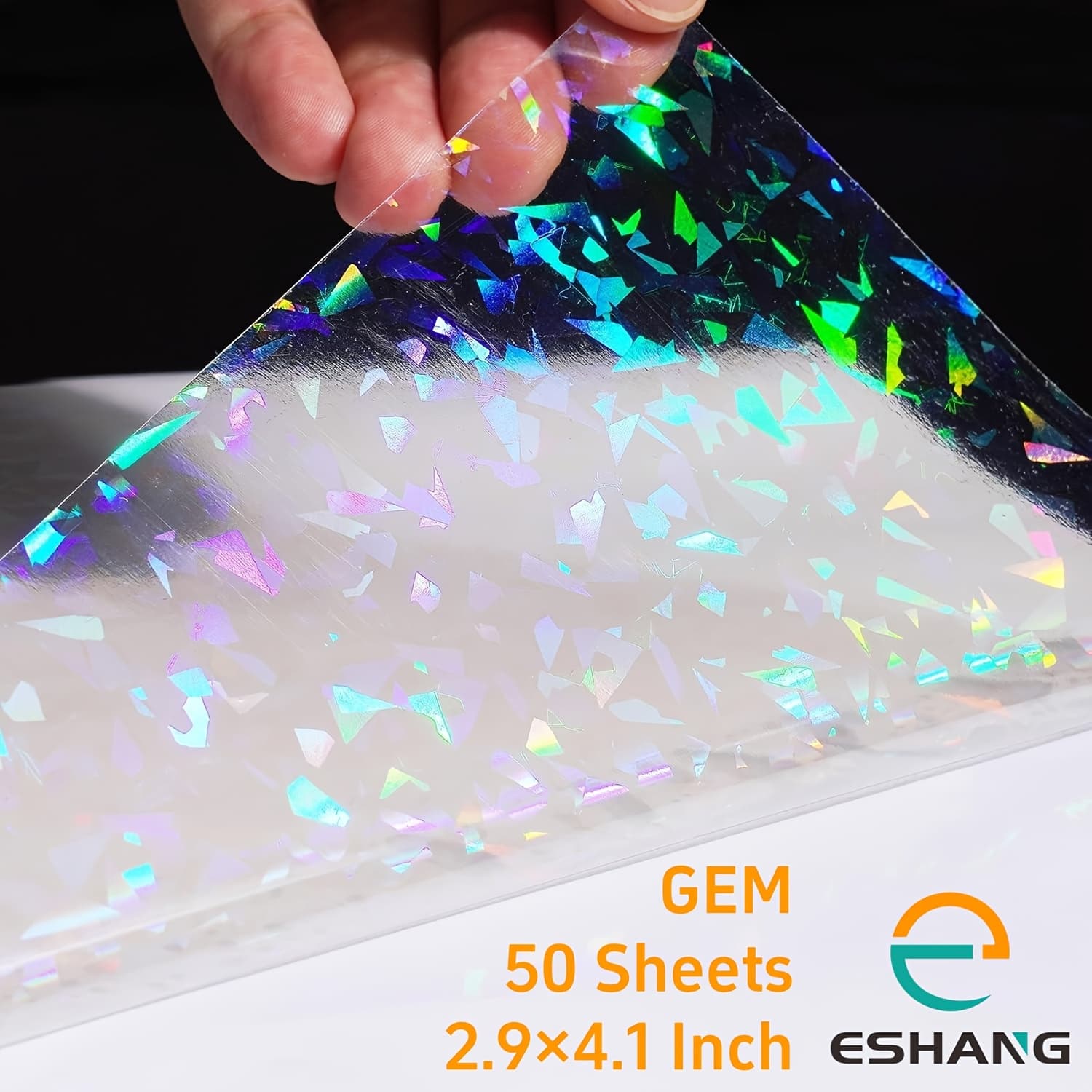 TEMU Holographic Vinyl Sticker Paper – 50 Sheets Measuring 2.9"×4.1" With Cold Laminate Film (gem Pattern, Not Suitable For Printing)