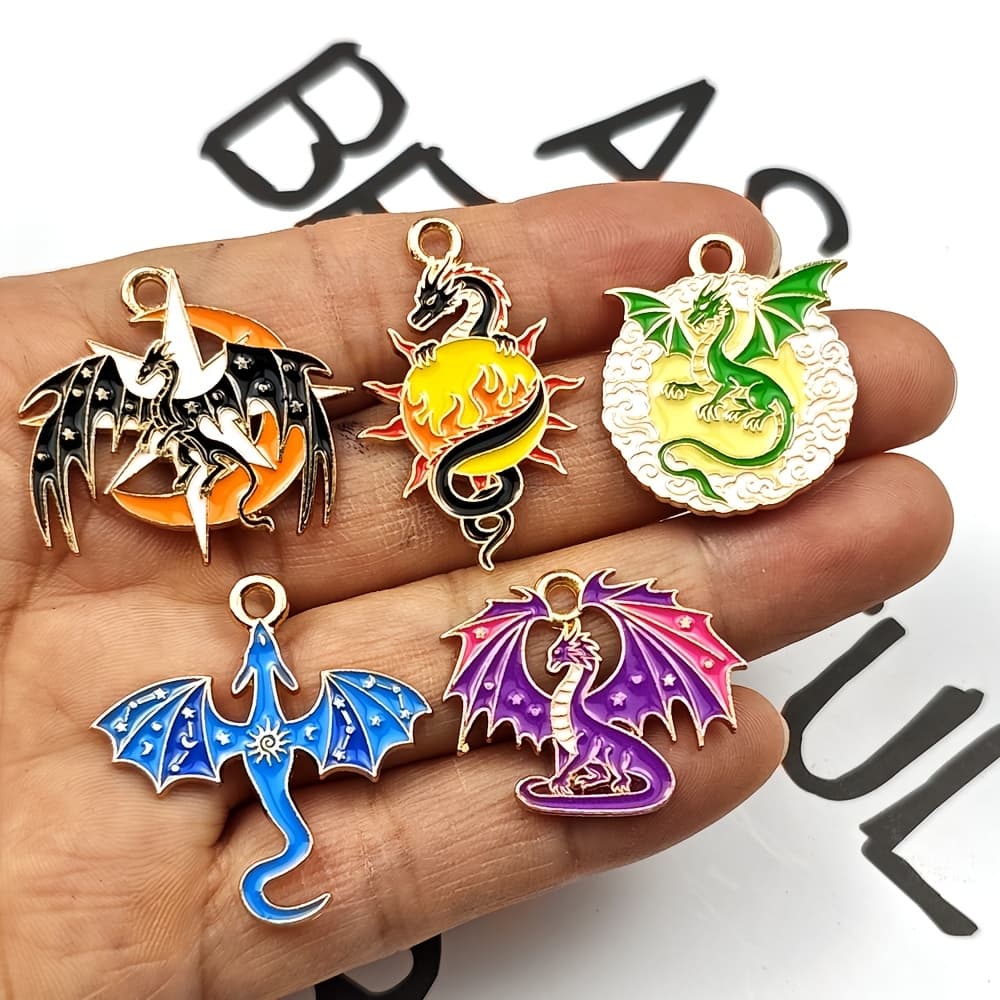 TEMU 10pcs Dragon Pendants | Jewelry Accessories For Necklaces, Earrings, Keychains - Alloy Charms