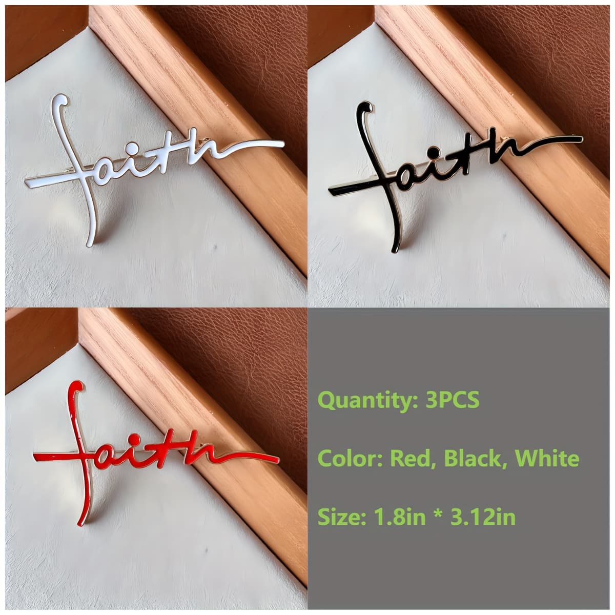 TEMU 3 Faith Pins In Different Colors And Styles, Clothing Decoration, Pins, Great Gift, Men's Commemorative Gift