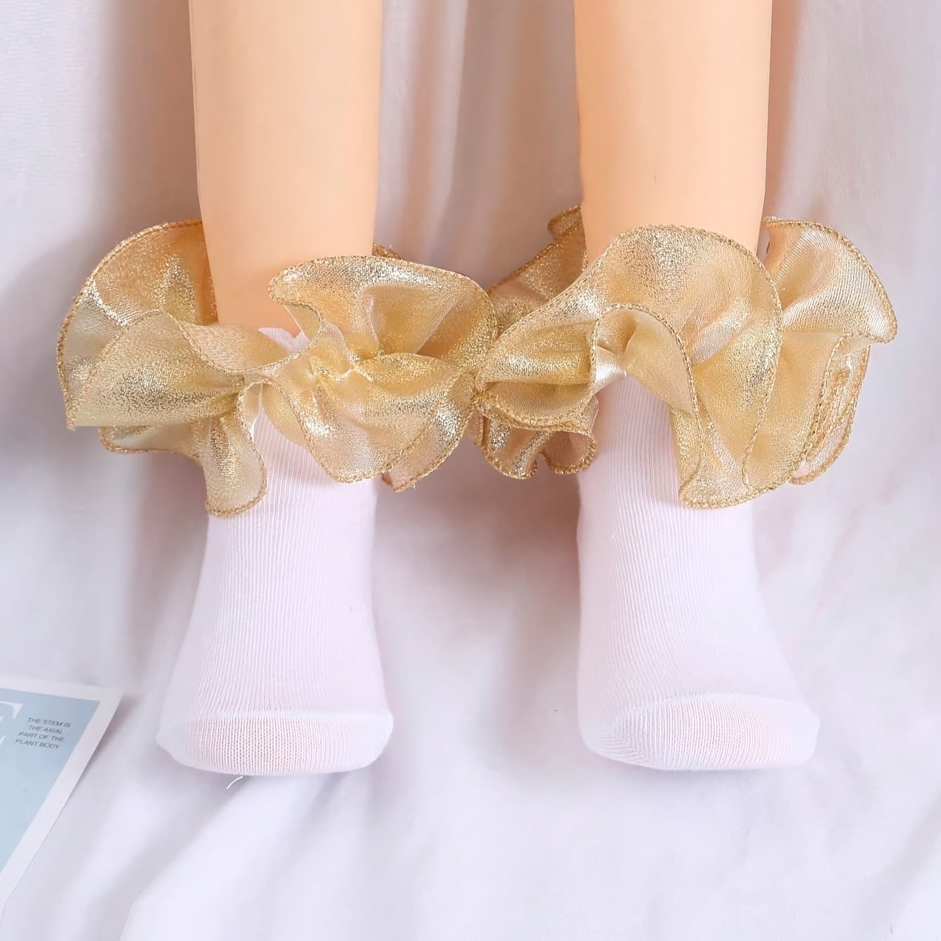 TEMU 1 Pair Of Girls' Golden Sequin Lace Socks, Dance Socks