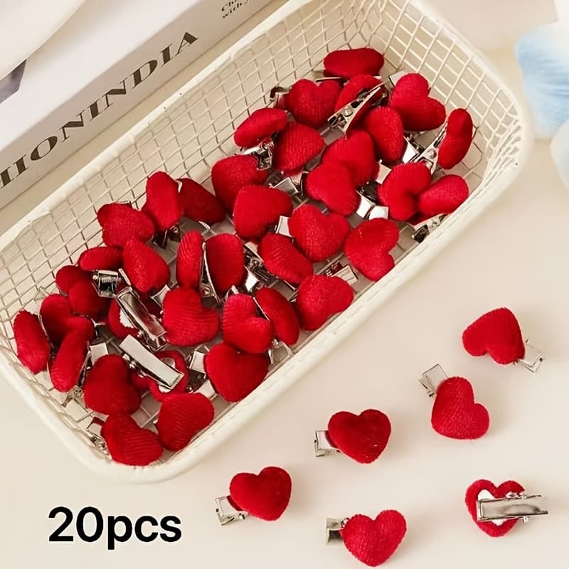 TEMU 20pcs Women's Red Hair Clips, Suitable For Valentine's Day, Parties, , Weddings, And Daily Wear