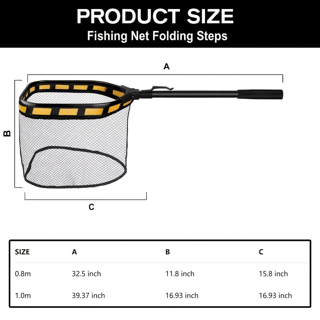 TEMU Orange With Black Pole, Landing Net For Trout Crappie , Fishing Gear Floating Net, Father's Day Fishing Gifts For Men, Fishing Accessories Supplies For Angler, With Fixed Pole Or Telescopic Pole