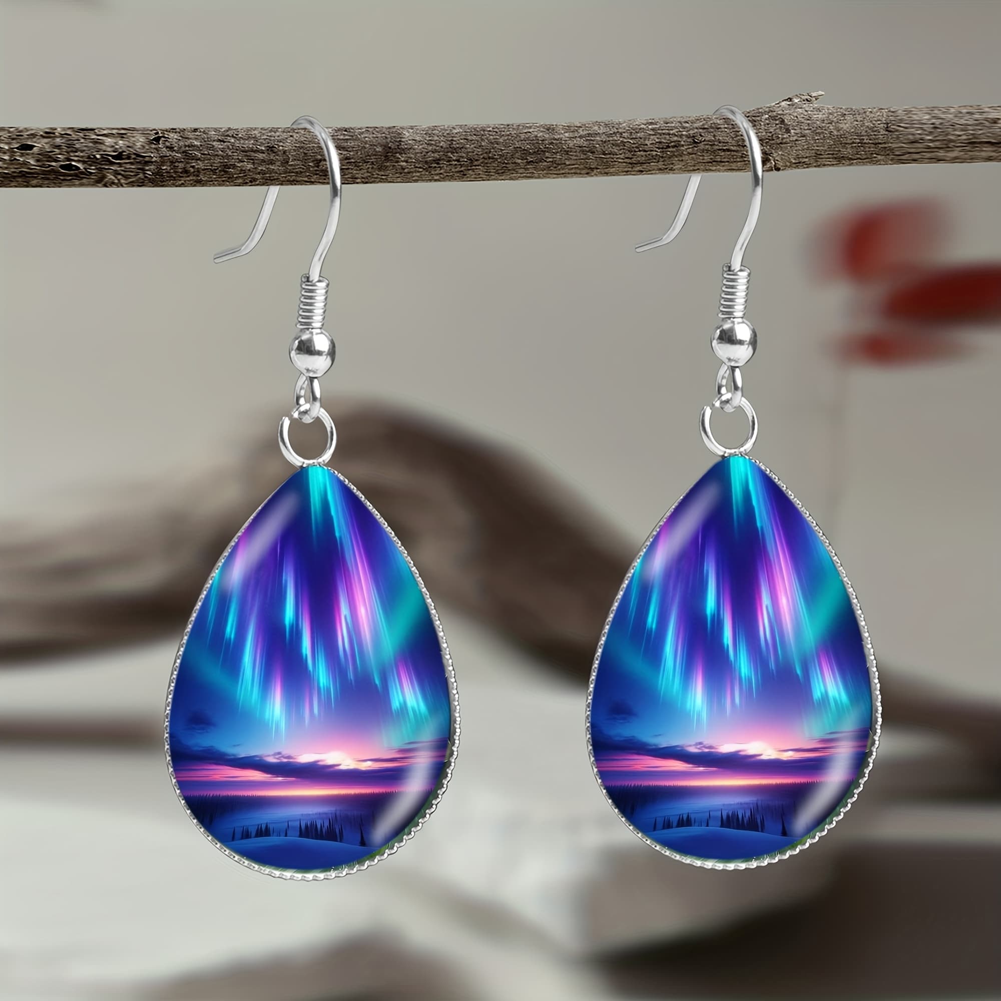 TEMU 1 Pair Of Teardrop-shaped Steel Earrings With An Ice And Snow Pattern, Starry Jewelry For Men And Women To Wear At Parties And Banquets