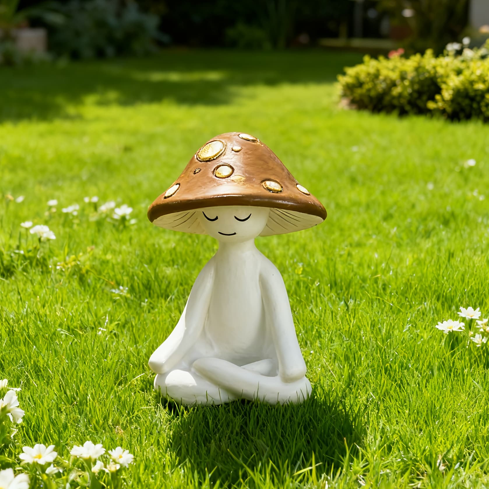 TEMU 1 Resin Mushroom Ornament For Meditation, Suitable For Garden And Lawn Decor, As Well As For Weddings, Thanksgiving, Christmas, And Valentine's Day Gifts