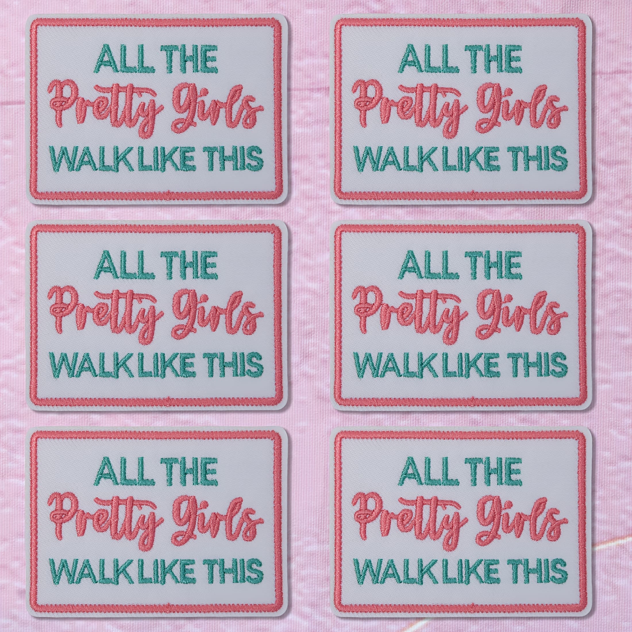 TEMU 6pcs/set 'all S Walk ' Trendy Embroidered Iron-on Patches - For Trucker Hats, Jeans, Jackets & Backpacks - Heat Transfer Badges - Small Business & Craft Supplies